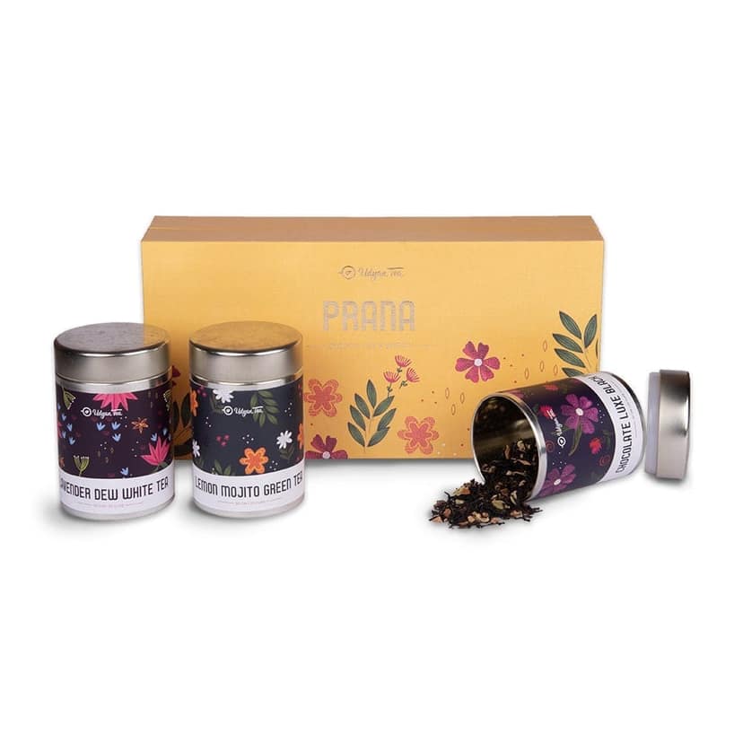 Udyan Tea Prana Tea Gift Box | 50g X 3 Loose Leaf Assorted Tea Varieties | Christmas Tea Gift Pack view 2