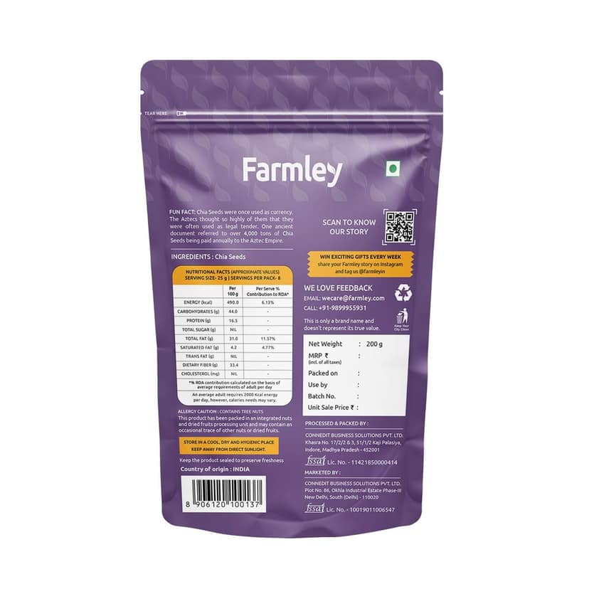 Farmley Premium Seeds Combo 600 gram Pack for Eating | Healthy Breakfast Diet | Chia Seeds 200g | Pumpkin Seeds 200g | Flax Seeds 200g I Total 200g x 3 | view 2