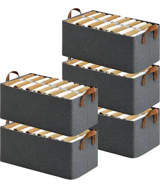 SKYVILLA 26L Clothes Storage Bag | Foldable Storage Box with Handles | Household Wardrobe Storage Box Steel Frame Support Closet Storage Bin
