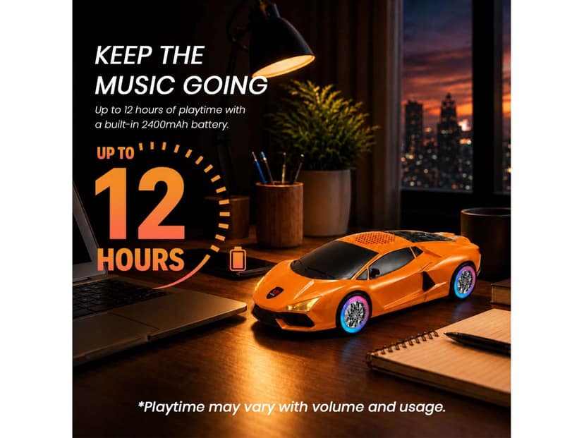 Unix Lambo Blitz Wireless Bluetooth Speaker with Dynamic RGB Lights, 20W - Black view 2