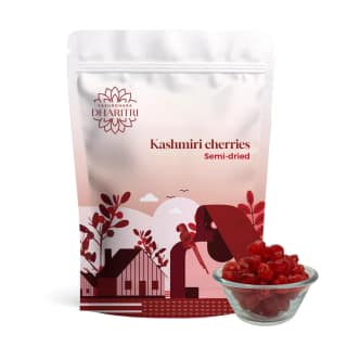 VASUNDHARA DHARITRI Semi-dried Kashmiri Cherries 250gms, Naturally Dried Cherry, High in Antioxidants & Fibers, Boosts Immunity, Sleep, Joint Health, Healthy Dehydrated Fruit for Desserts & S