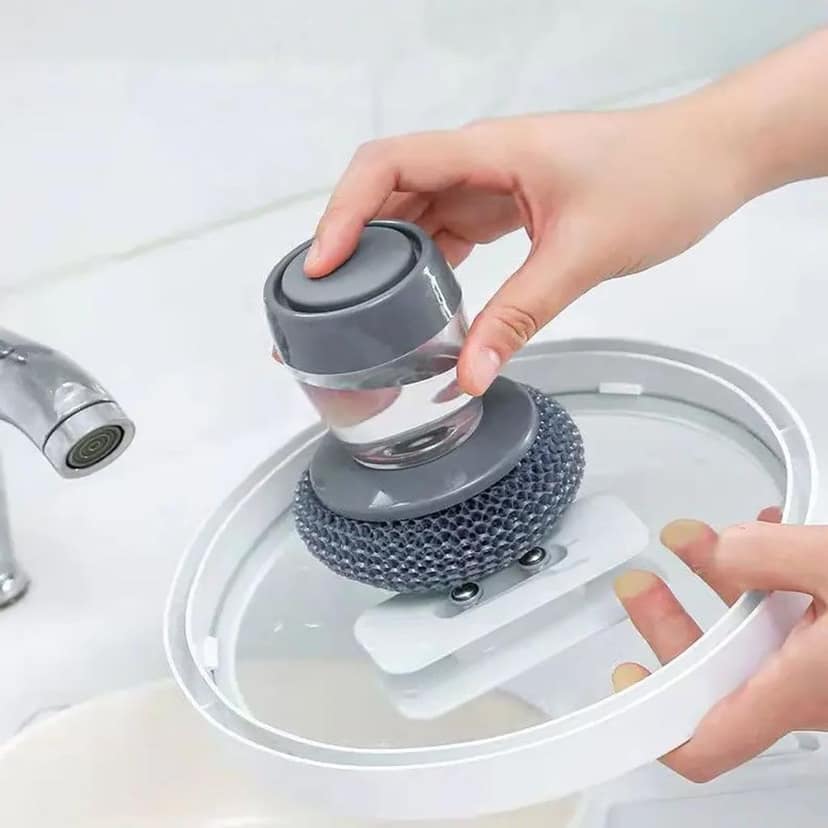 DHRUVINSRI Soap Dispensing Dish Brush (1 Pc): Palm Brush, Kitchen Cleaning