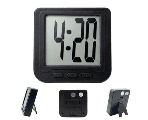Digital LCD Screen Table Clock for Bedroom, Car Dashboard, Office & Study Table, Large Clear Display Desk Clock with Magnetic Back & Foldable Stand, Compact Battery Operated Digital Clock