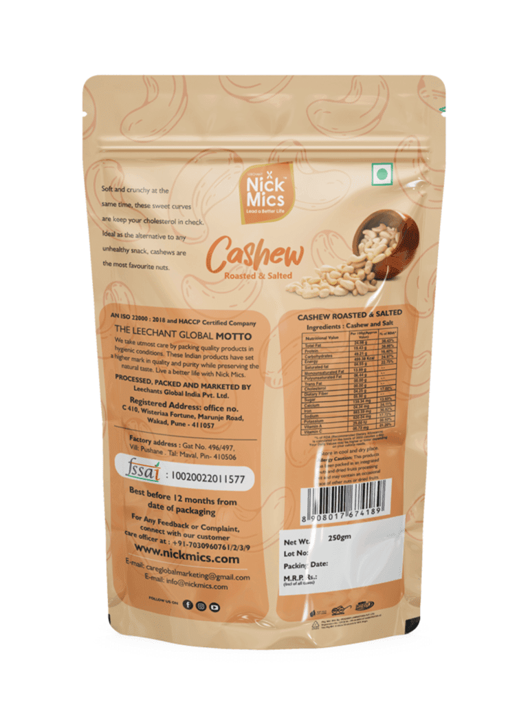 Nickmics Roasted & Salted Cashew-250g view 2