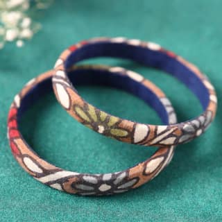 Multicolor Handpainted Kalamkari Bangle Set of 2