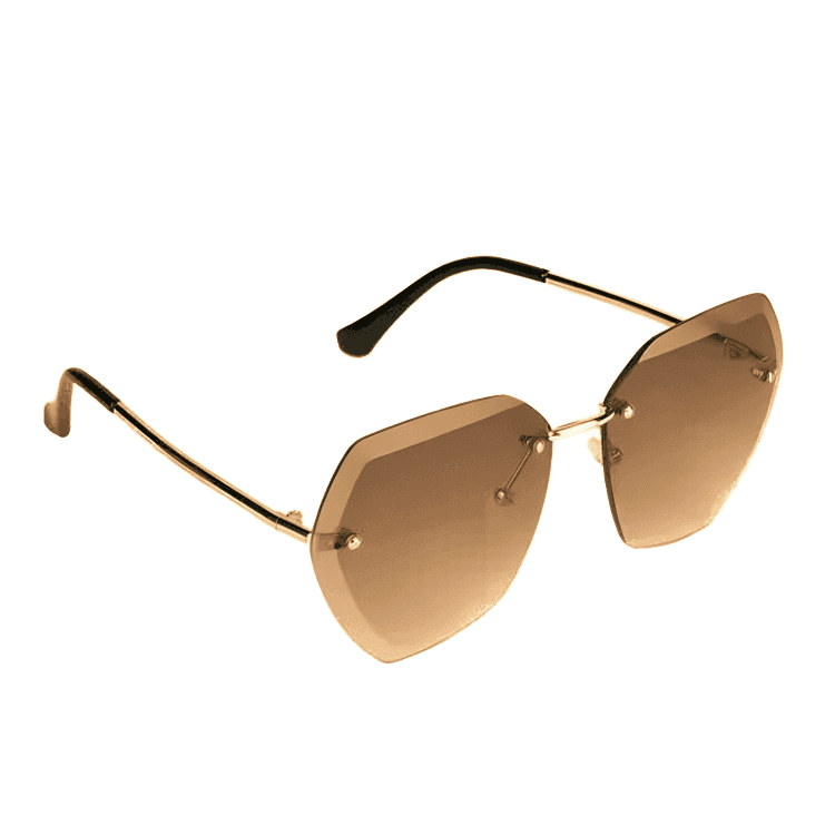 Jubleelens Rimless Brown Sunglasses - Minimalist Exaggerated with UV Protection for Woman view 2