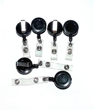 Metal 6 Pieces Pully ID Card Holders (Black)