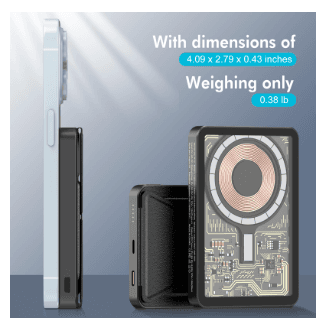 Champion 10000mAh Magnetic Wireless Transparent Power Bank with Stand – PD Fast Charging for iPhone & Android view 2