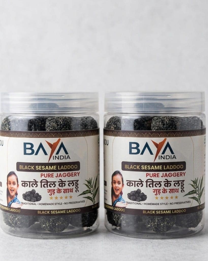 Baya India Black Til Ladoo | Kale Til Laddu with Jaggery & Ghee | Sweet | No Preservative | Energy Booster | Rich in Calcium & Iron | Homemade Style | Soft & Crunchy