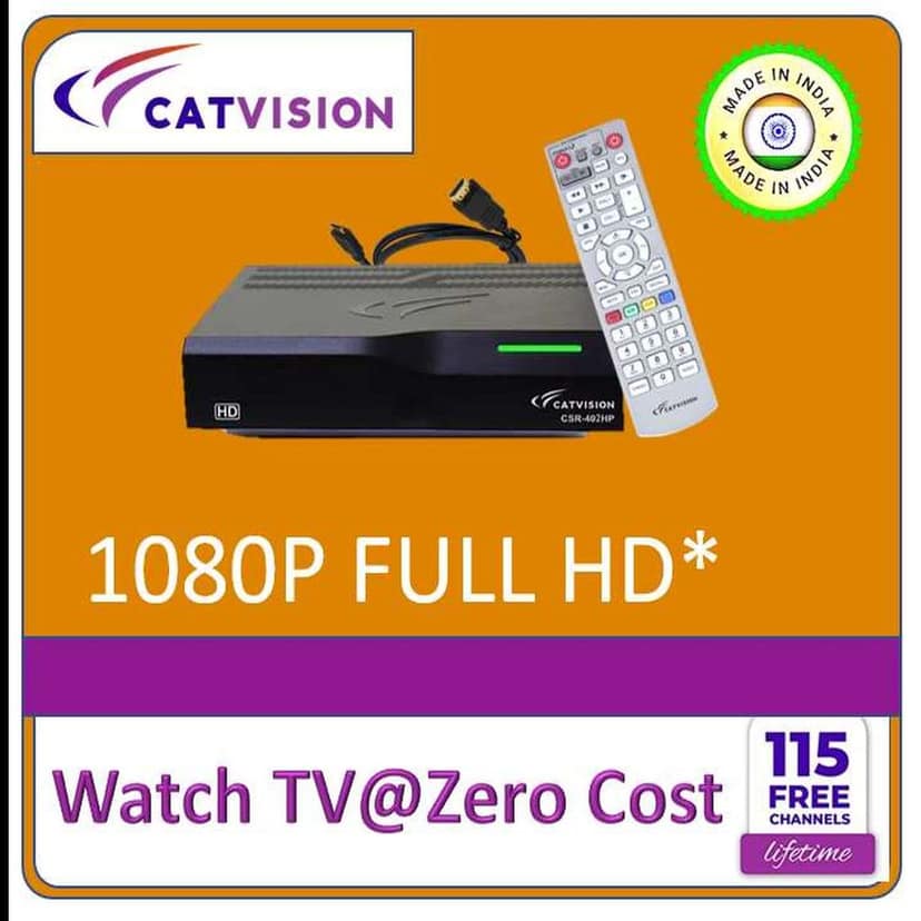 Catvision DD Free Dish DTH MPEG4 HD for 115+ Free TV Channels with | HDMI Cable | Deluxe Remote (pack of 2)