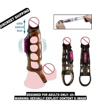 KAMAHOUSE BAILE 6.29 INCH VIBRATING PENIS EXTENSION EXTEND ER COCK SLEEVE GIRTH ENHANCER FOR MEN