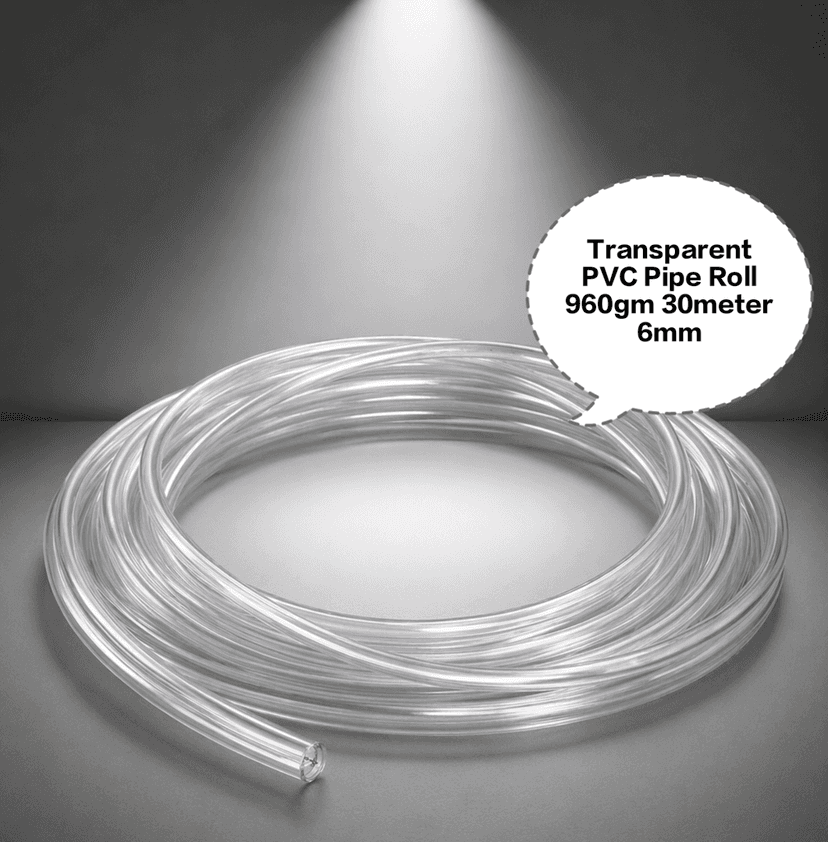 Transparent PVC Pipe Roll, Clear Flexible Hose Pipe, PVC Water Tube Pipe, Air Pump Pipe Hose, Gardening Transparent Pipe 960gm 30meter 6mm