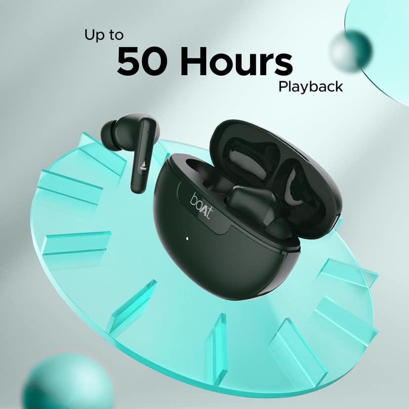 boAt Airdopes 161 ANC | Wireless Earbuds with Active Noise Cancellation up to 32dB, ENx™ Technology, ASAP™ Charge Green view 2