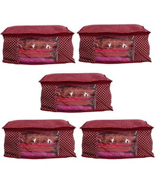 Bulbul Maroon Saree Covers - 5 Pcs