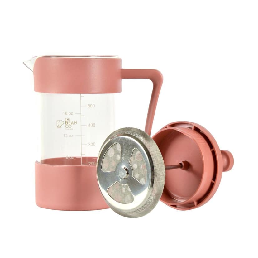 The Bean Co Roasters French Press Coffee Maker 600 ml | Heat Resistant Borosilicate Glass | 4 Level Filteration (Pink) view 2