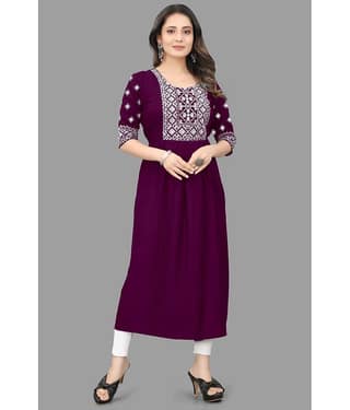 QPEEZ - Green Rayon Women's Flared Kurti ( Pack of 1 )