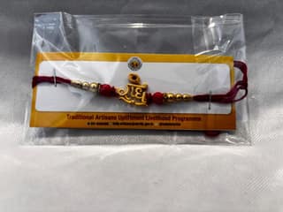 TULIP Gold Plated Rakhi Bracelet with Red Beads 1 PC
