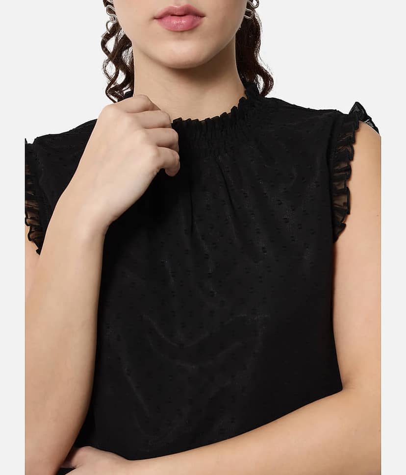 ALL WAYS YOU Women's Georgette Regular Top ( Black ) view 2