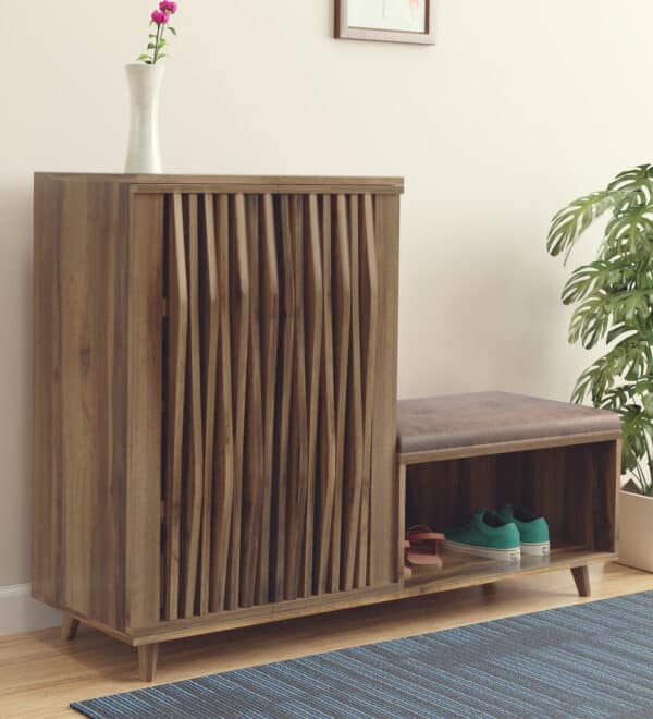 Eros Furniture Woton Engineered Wood Shoe Cabinet with Sleek Door Panels and Layered Storage view 2