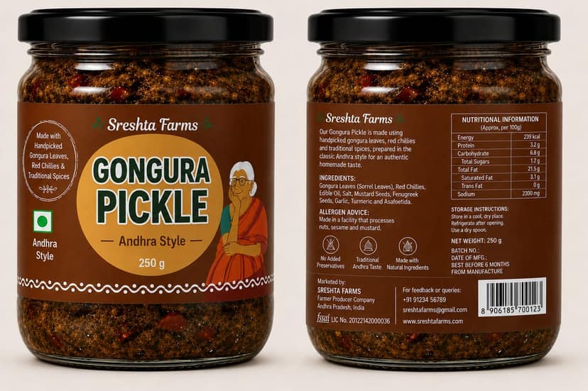 Sreshta Farms Gongura Pickle 250g view 2
