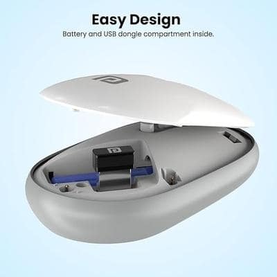 Portronics Toad II Bluetooth Mouse, with Bluetooth 5.0 & 2.4 Ghz Dual Wireless Connectivity, Rechargeable Battery, Adjustable DPI up to 1600 Compatible with Laptop, MacBook, PC (Grey) view 2
