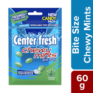 Center Fresh Mint Chewy Mints Spearmint Flavour Candy Pouch 60G
