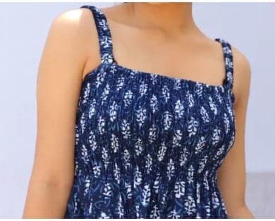 A beautiful and elegant blue floral midi dress 1 SET (M,L,XL,XXL) view 2