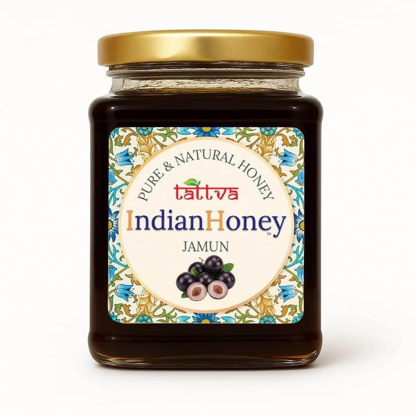 IndianHoney Jamun & Tulsi Honey Combo (Pack of 2) | Pure & Natural | 1kg (500g Each) | Unprocessed & Unfiltered Natural Sweetener view 2