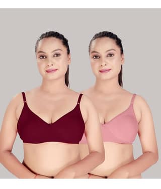 HAYA Pack of 2 Cotton Non Padded Women's Everyday Bra ( Multicolor )