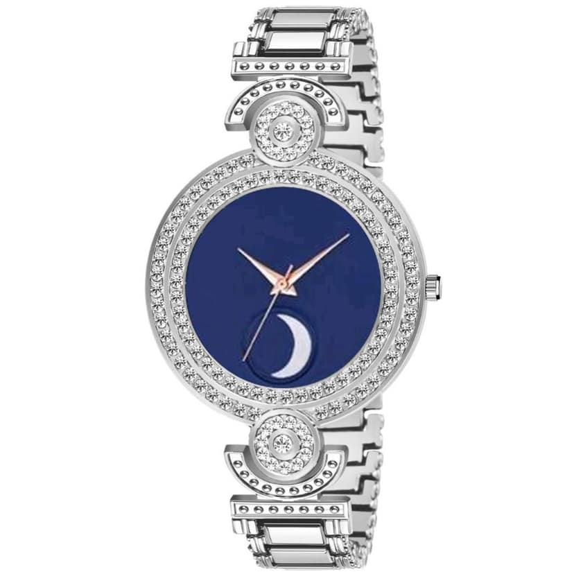 Bolun Blue Half Chand Dial Silver BD Girls and Women Watch view 2