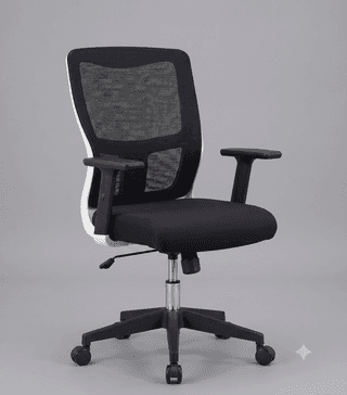 Ergonomic Mesh Office Chair with Adjustable Arms and White Accent Frame
