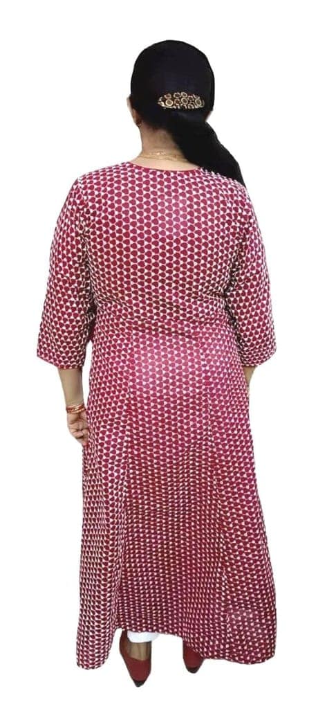 Women's Cotton Chikan Embroidered Kurta | Size M | Flared Anarkali Kurti | view 2