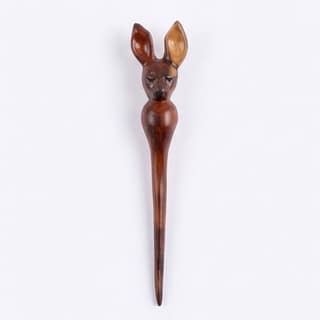 Hand-Carved Animal Motif Wooden Hair Stick
