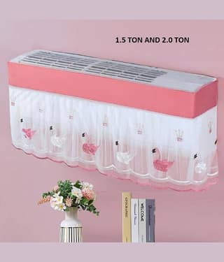 Sahaj Creation Single Poly-Cotton Pink AC Cover for 1.5 Ton Split AC