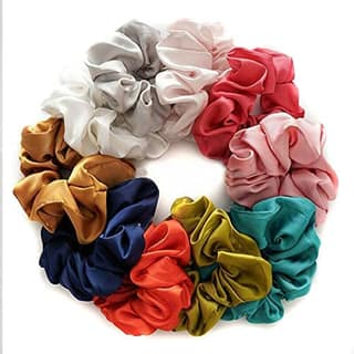 Big Luxury Satin Scrunchies Pastel colors, Anti-Hair-Breakage,Hair Ties Rubber Band (Multicolor)