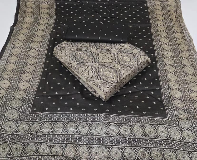 Pure Cotton Ajrkh Printed Unstitched drees material for women traditional wear view 2