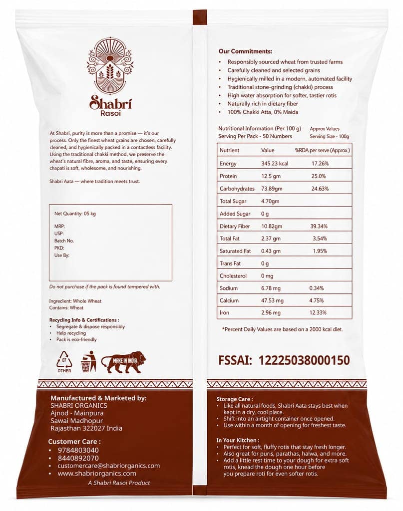 Shabri Rasoi Pure Chakki Atta – 5KG view 2