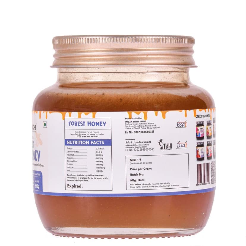 Daichi Forest Honey - 100% Raw & Unprocessed, Straight from beekeepers, Cruelty-free, No Sugar or Additives 350gm (Pack of 1) view 2