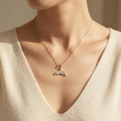 Whale Tail Necklace - Gold-tone | Gold-Tone Anti-Tarnish Imitation Jewellery view 2
