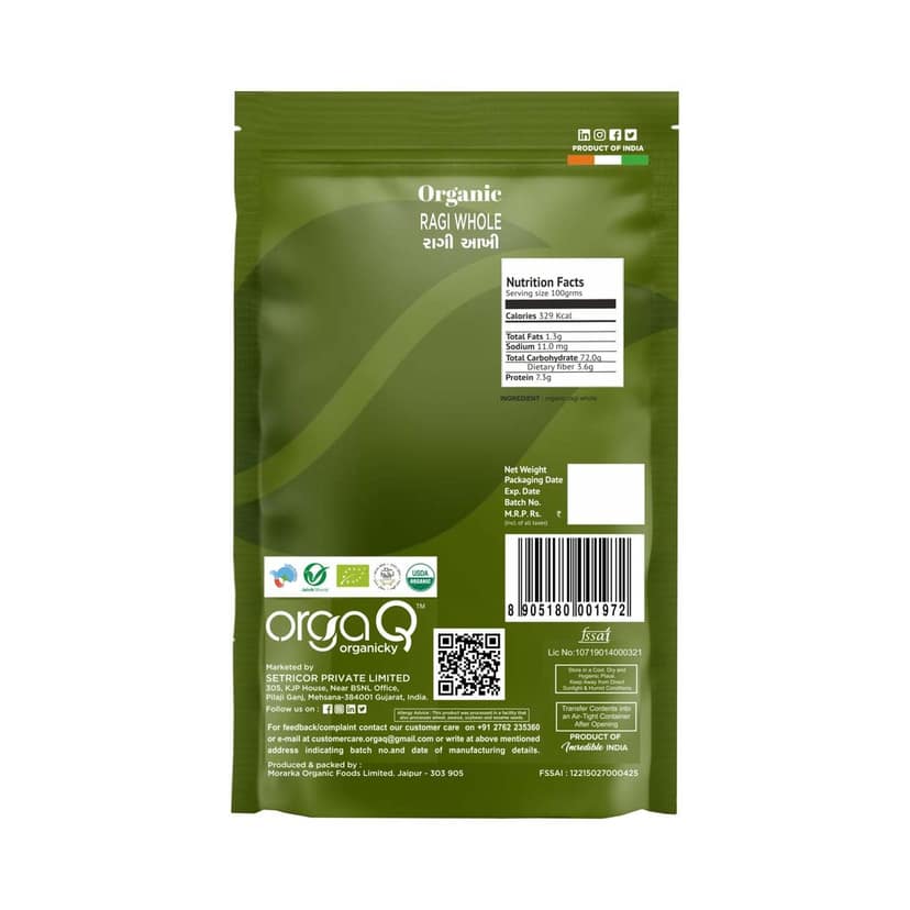 OrgaQ Organicky Ragi Finger Millet Nachni Whole Grain for Baby Madua Seeds view 2