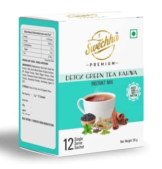 Swechha Premium Bulk Detox Green Tea(Weight Loss / Immunity / Herbal Tea ) Kahwa Instant Mix BULK BUYER Pack - 30 x 12 Sachets Contact us available in Description