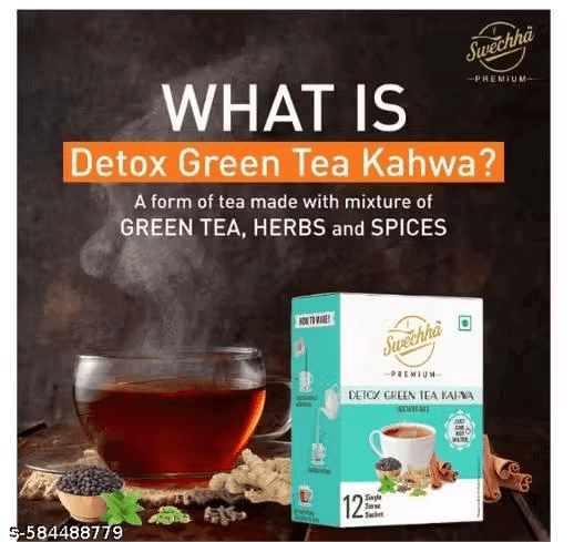 Swechha Premium Bulk Detox Green Tea(Weight Loss / Immunity / Herbal Tea ) Kahwa Instant Mix BULK BUYER Pack - 30 x 12 Sachets Contact us available in Description view 2