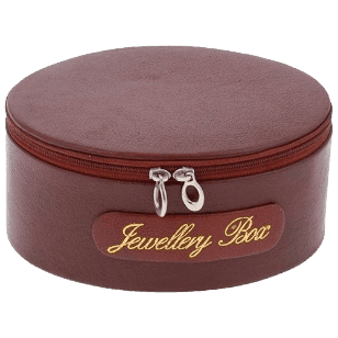 LEATHERMAN GENUINE LEATHER BROWN OVAL SHAPE JEWELLERY BOX WITH MIRROR-1309