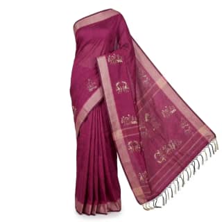 Sambalpuri Magenta Folk Heritage Handloom Saree
