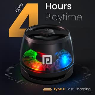 Portronics Nadya 6W Magnetic Bluetooth Speaker with MagSafe Mobile Stand, HD Sound, Upto 4 Hours Playtime, 40mm Driver, RGB LED Lights, Bluetooth 5.3V, Transparent Speaker, Type C Charging(Black)