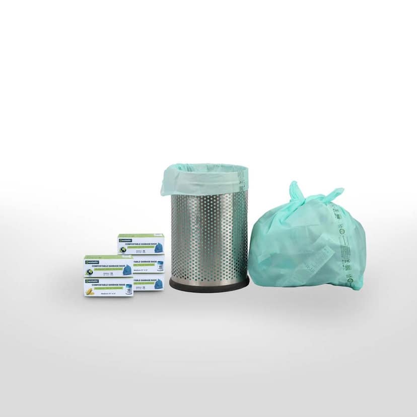 Ecolastic 100% Compostable & Eco-friendly Garbage Bags I MEDIUM (19 x 21 in.) I 75 bags I Pack of 5 I Capacity 35L I Green Colour view 2