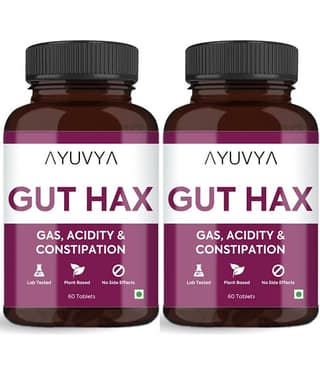 Ayuvya Gut Hax Acidity Control Tablets-Body Heat Reduce Medicine, Bloating Relief, Digestive Harmony & Heartburn Relief(Pack of 2)