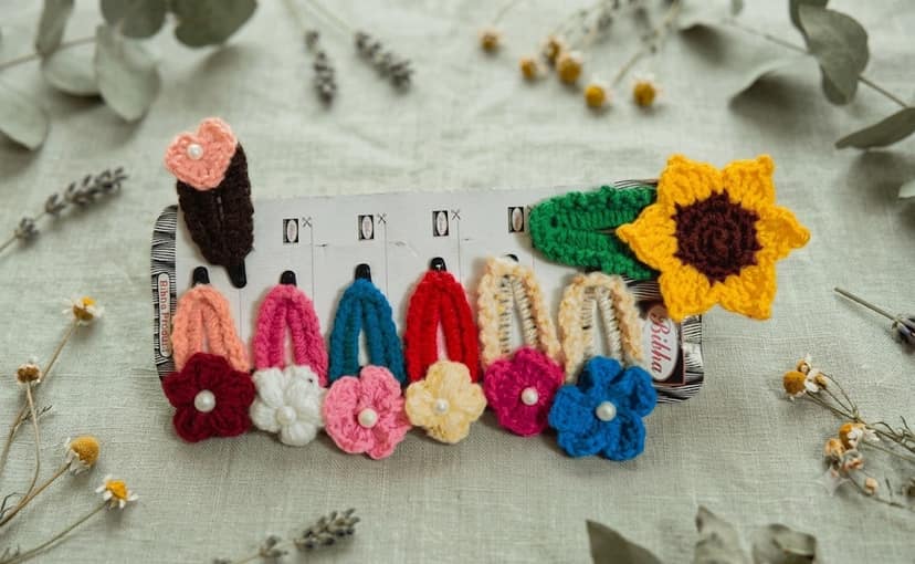CROSHIA HUT Crochet Hair Bobby Clips Pair of 2 view 2