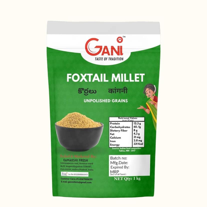 Gani Foxtail Millet Unpolished Grains - korralu - 1 kg
