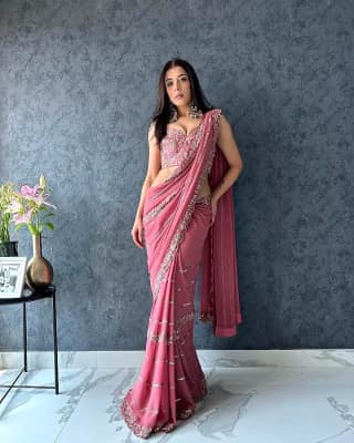 Georgette Saree with Sequin by SHIV TEXTILES